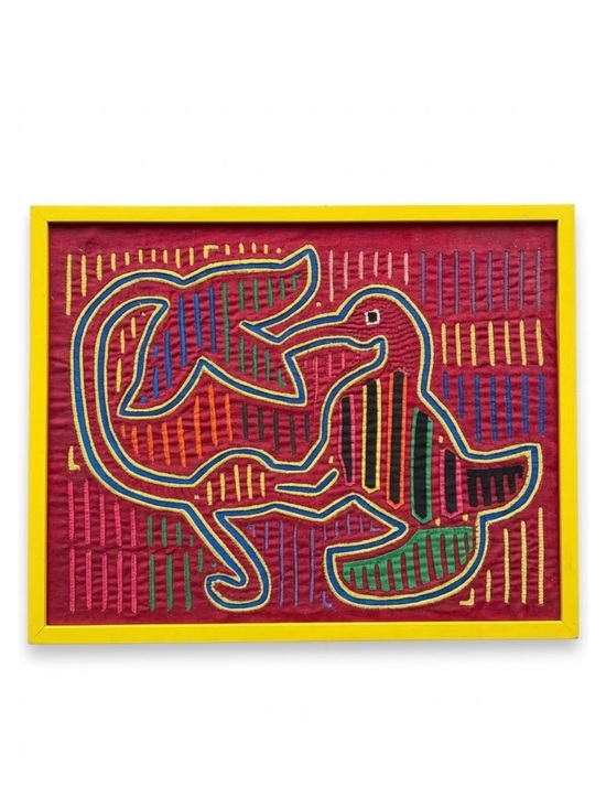 Estate Other - Guna Mola Reverse Aplique Textile Hummingbird Panama Artisan Textile Wall Art